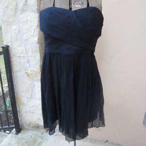 J CREW STRAPLESS DARK BLUE SILK MINI DRESS SIZE 12